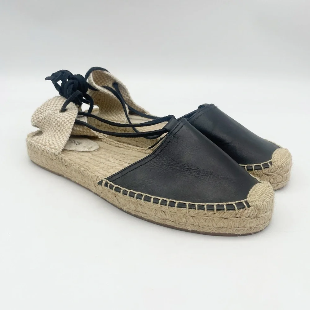 Soludos black leather espadrills.  Size 10 - Picture 3 of 10